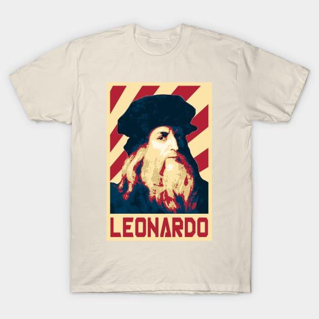 Leonardo Da Vinci Retro Propaganda T-Shirt by Nerd_art